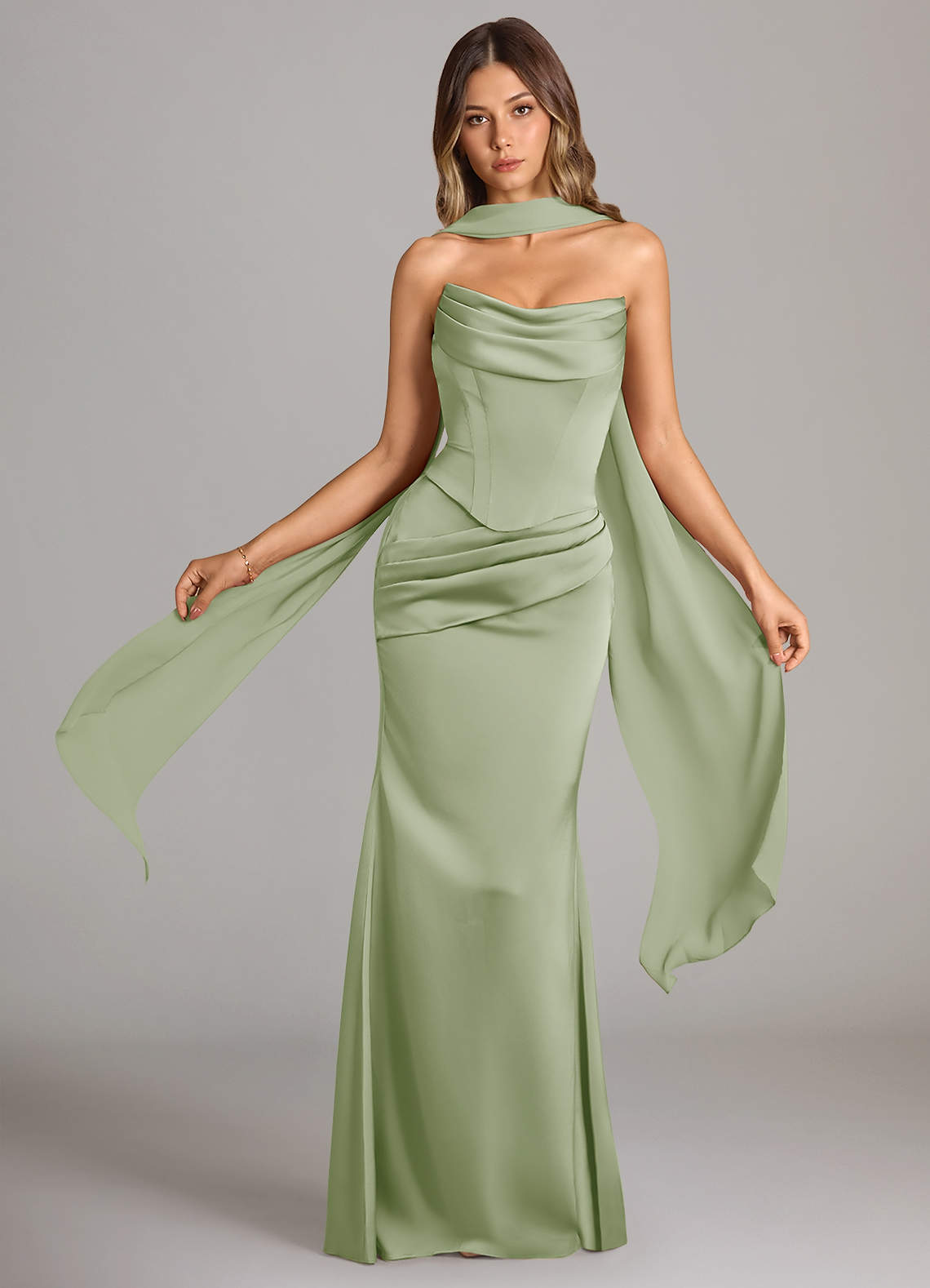 elyessen Sorrel Black Mermaid Strapless Stretch Satin Convertible Dress 3