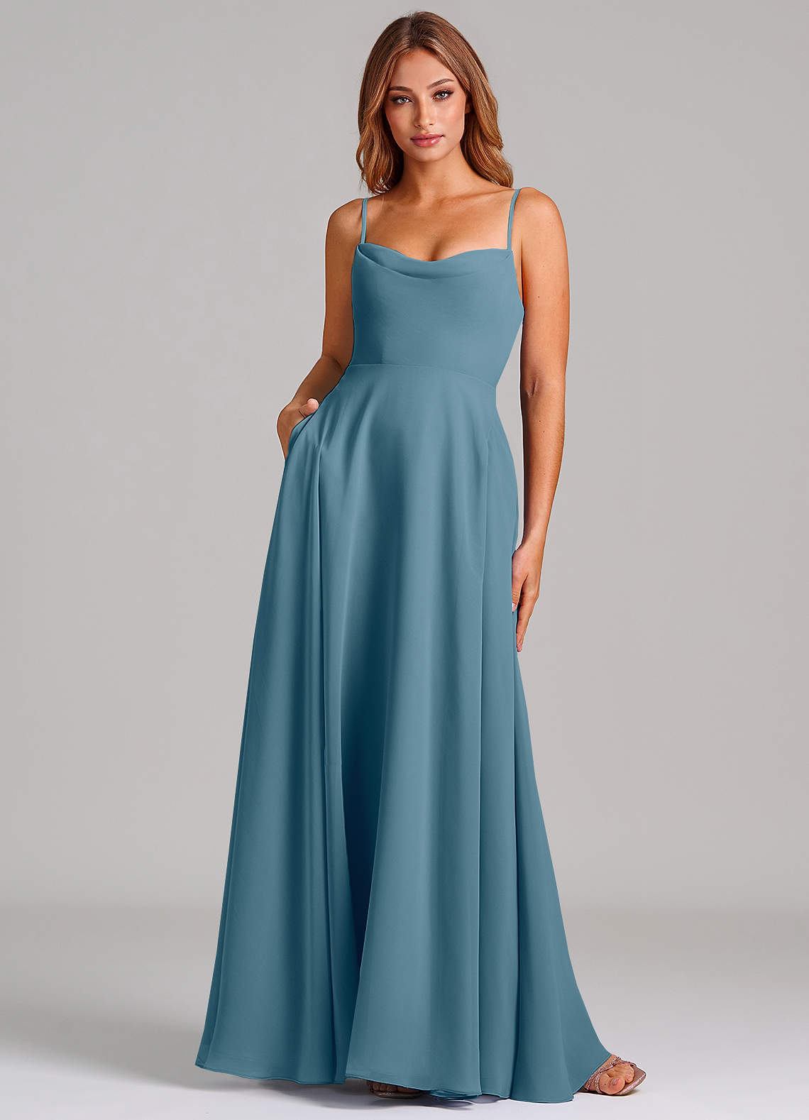 elyessen Elle Dusty Sage A-Line Pleated Chiffon Dress 3