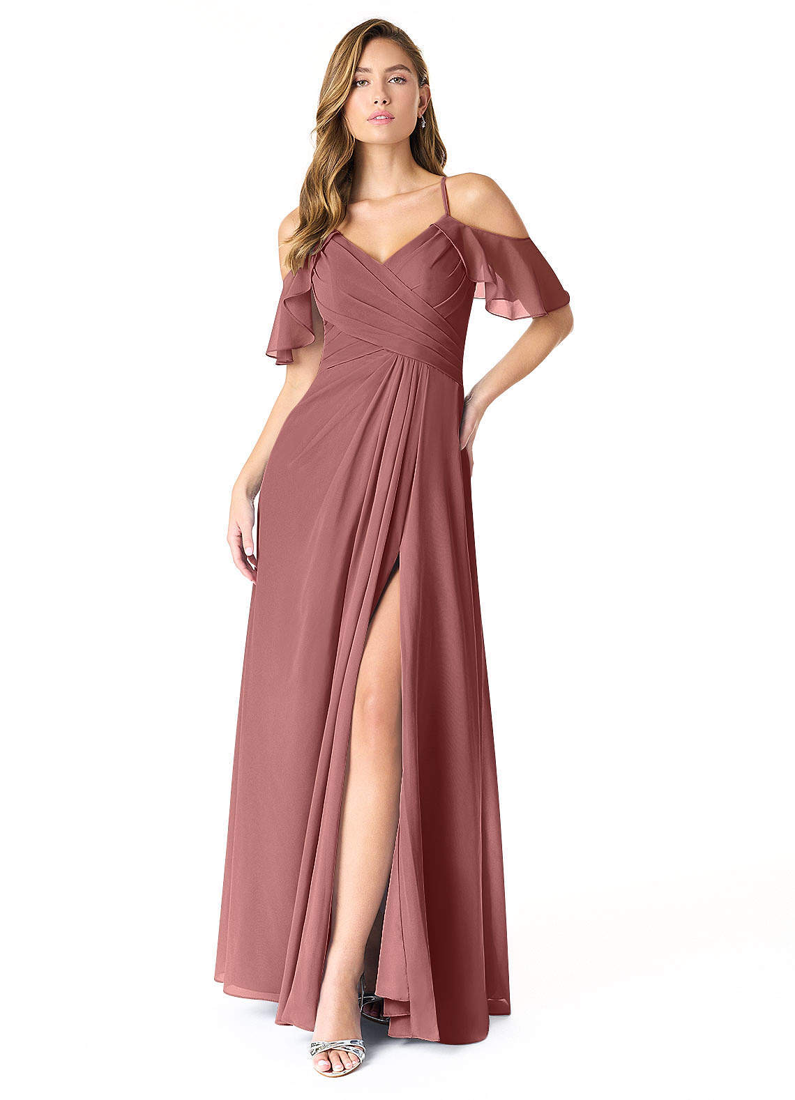 elyessen Dakota Dusty Sage A-Line V-Neck Pleated Chiffon Dress 4