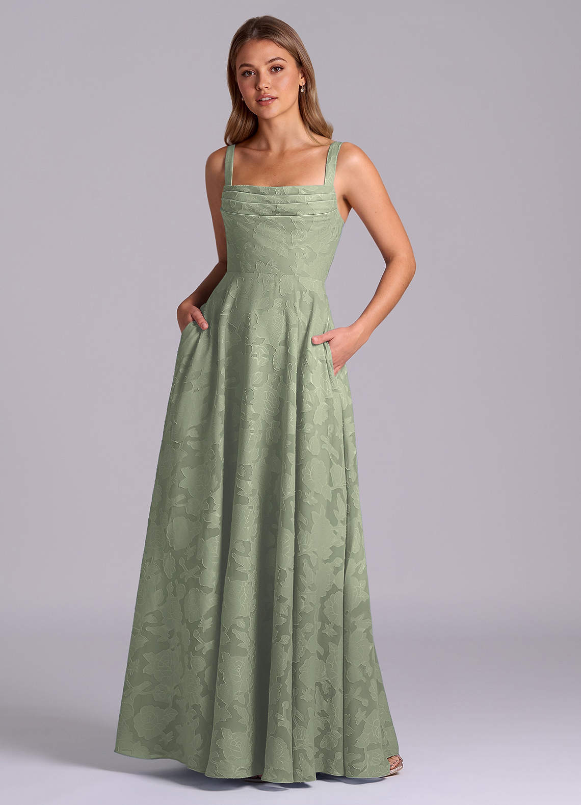 elyessen Shaude Sky Blue A-Line Pleated Floral Burnout Dress 1