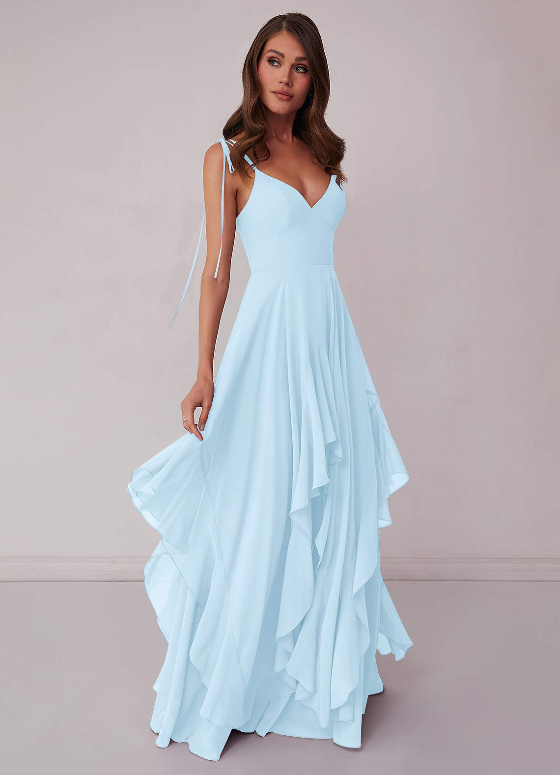 Agave A-Line Bow Chiffon Dress Moss Green 1