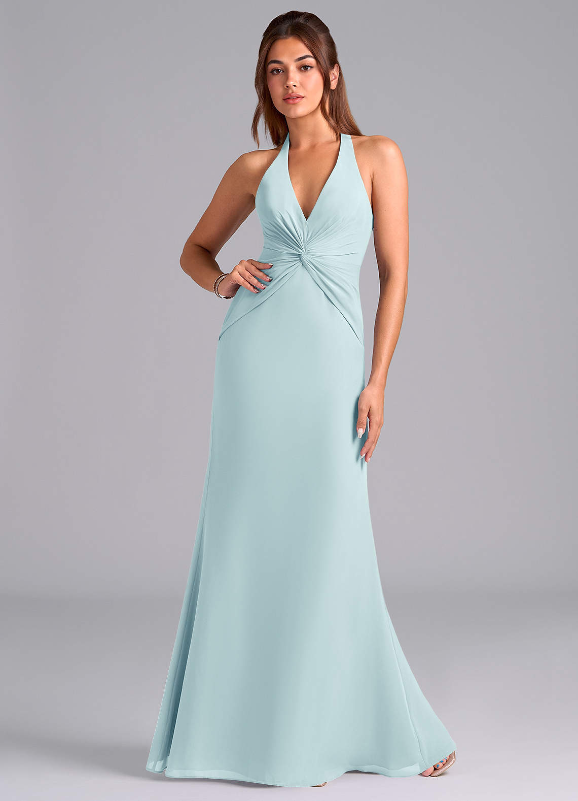 elyessen Valerie Sky Blue Mermaid Pleated Chiffon Dress 2
