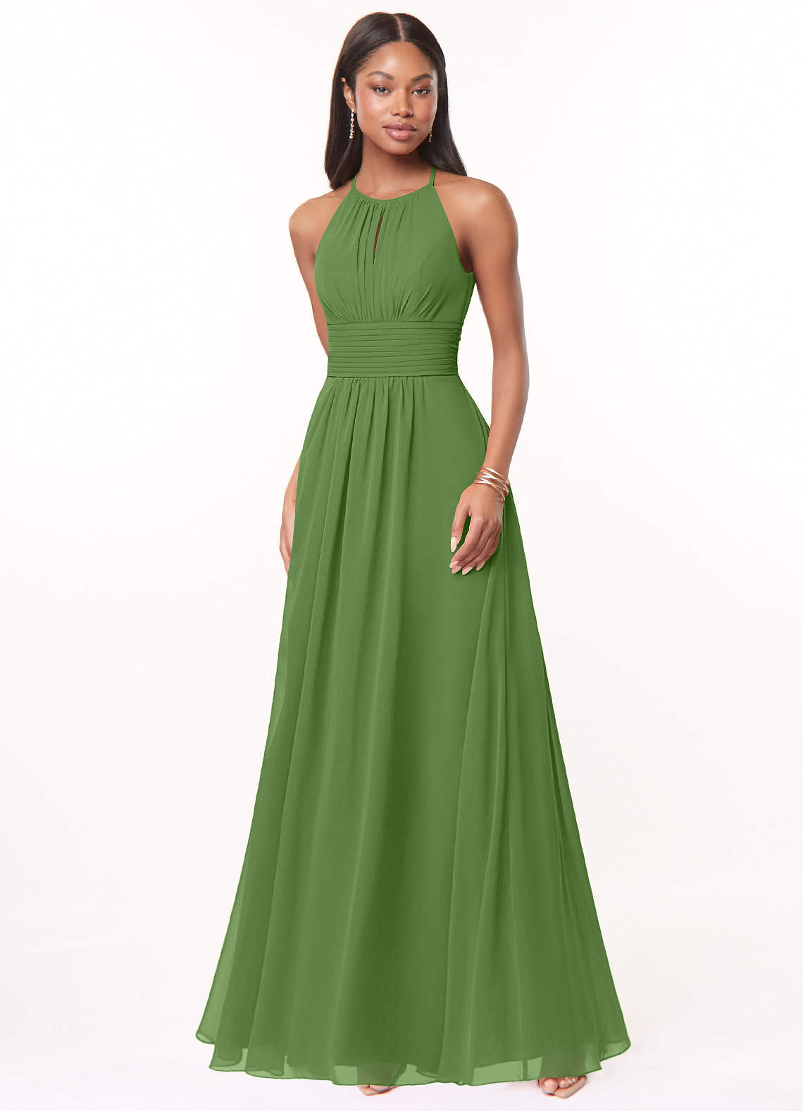 elyessen Bonnie Burgundy A-Line Keyhole Ruched Chiffon Dress 1