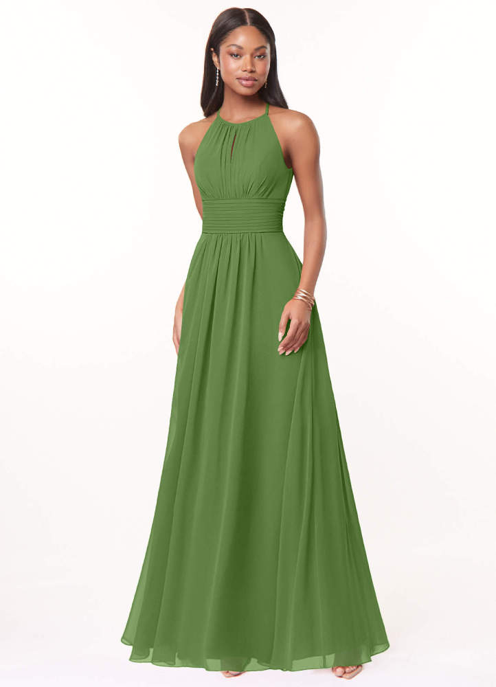 elyessen Bonnie Burgundy A-Line Keyhole Ruched Chiffon Dress 1
