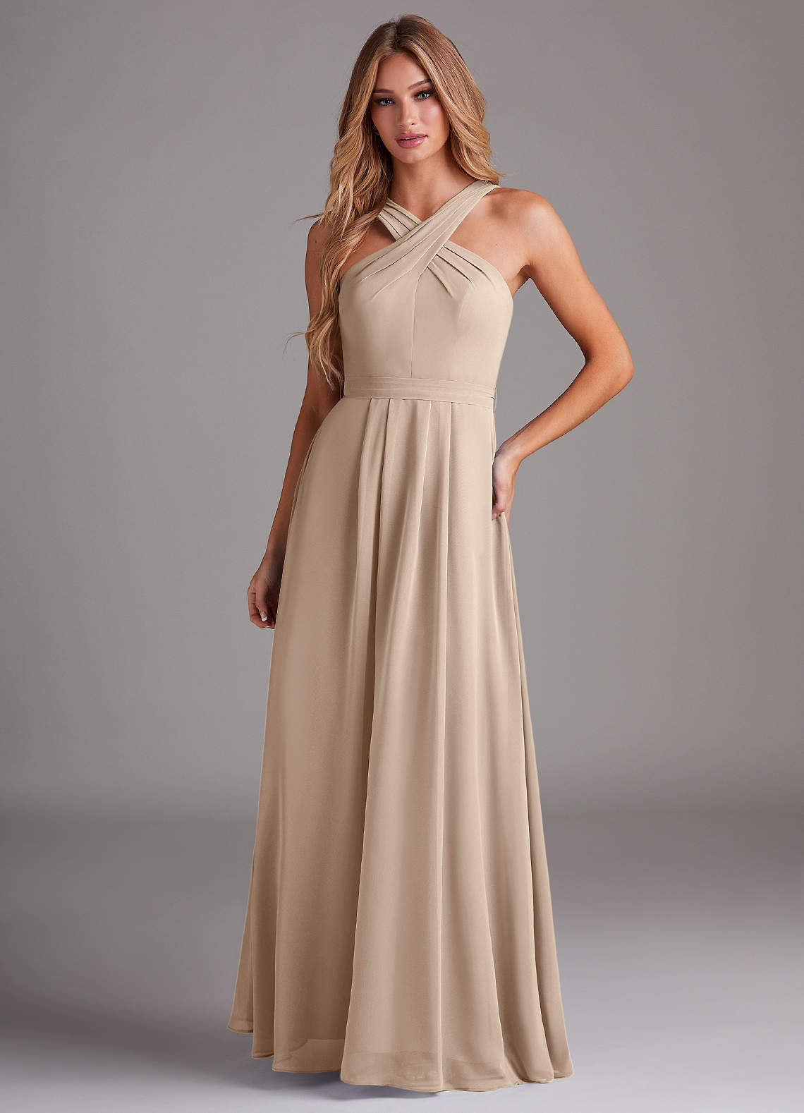 elyessen Dixie Sky Blue A-Line Halter Pleated Chiffon Dress 7