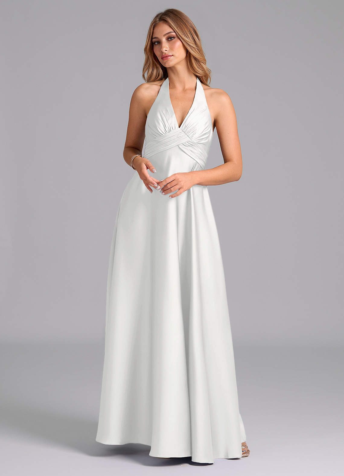 elyessen Tessie Terracotta A-Line Pleated Stretch Satin Dress 7