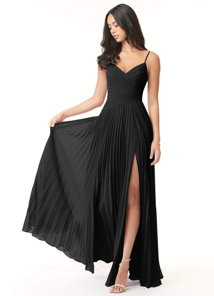 elyessen Vini Sky Blue A-Line V-Neck Pleated Chiffon Dress 7