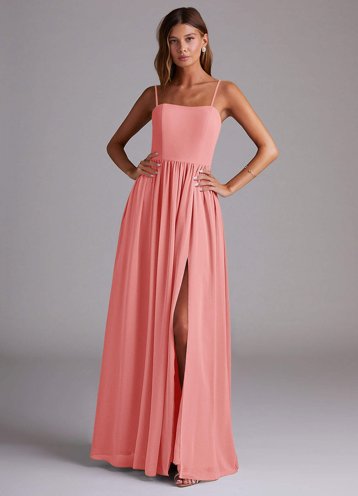 elyessen Calianna Dusty Blue A-Line Off the Shoulder Chiffon Convertible Dress 8