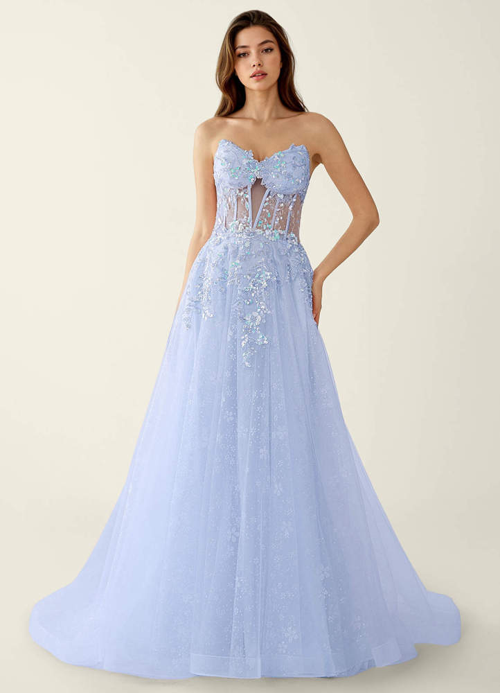 Novaevy Pink Beading Sequin Embroidery Tulle Prom Dress