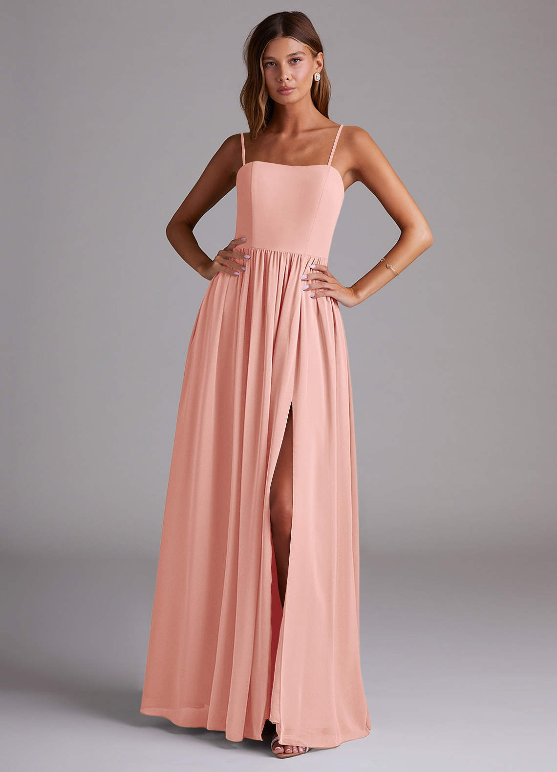 elyessen Calianna Dusty Blue A-Line Off the Shoulder Chiffon Convertible Dress 4