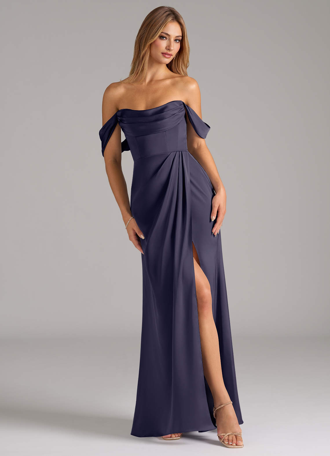 elyessen Johana Black Mermaid Off the Shoulder Stretch Satin Convertible Dress 3