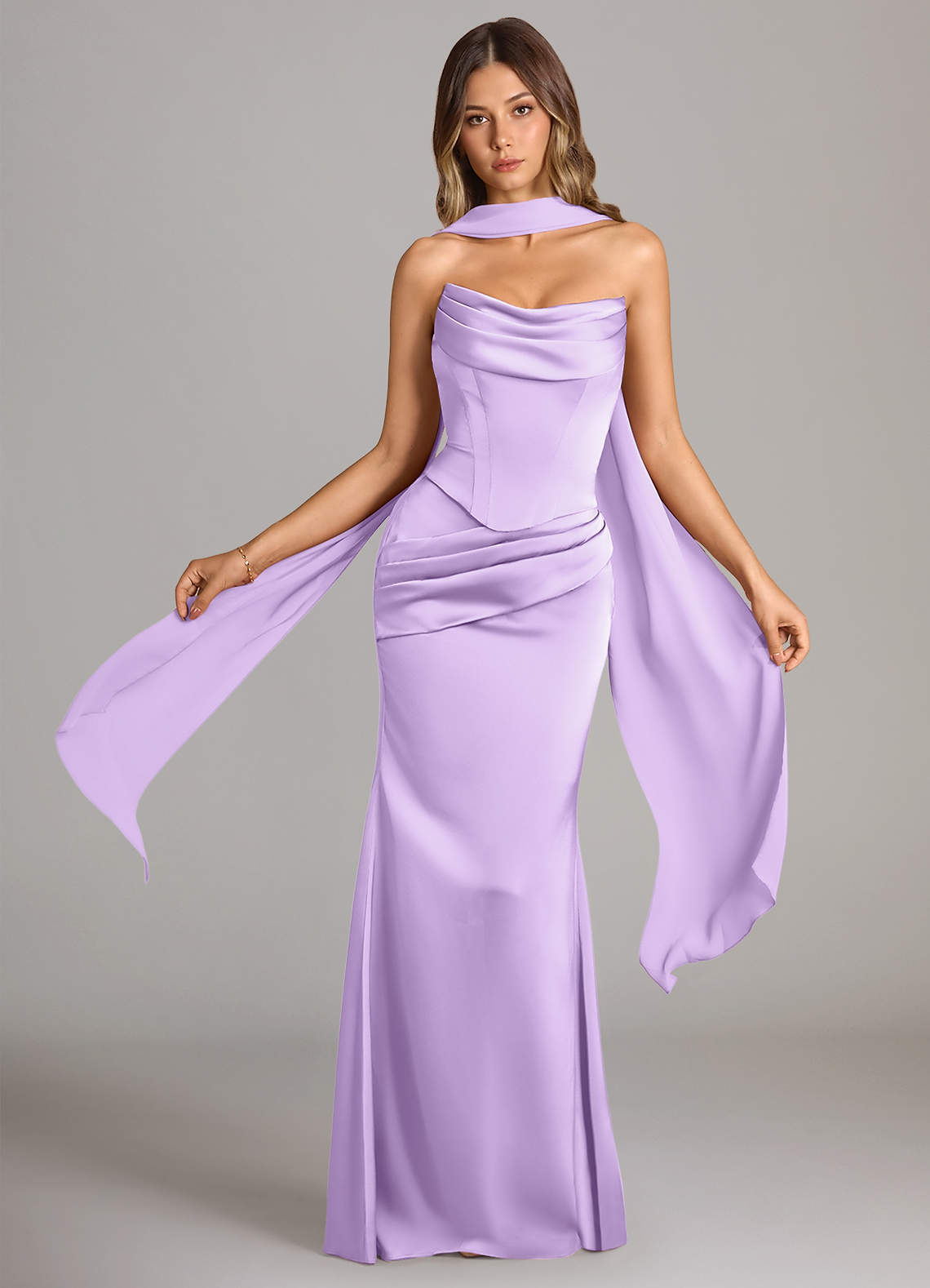 elyessen Sorrel Black Mermaid Strapless Stretch Satin Convertible Dress 4