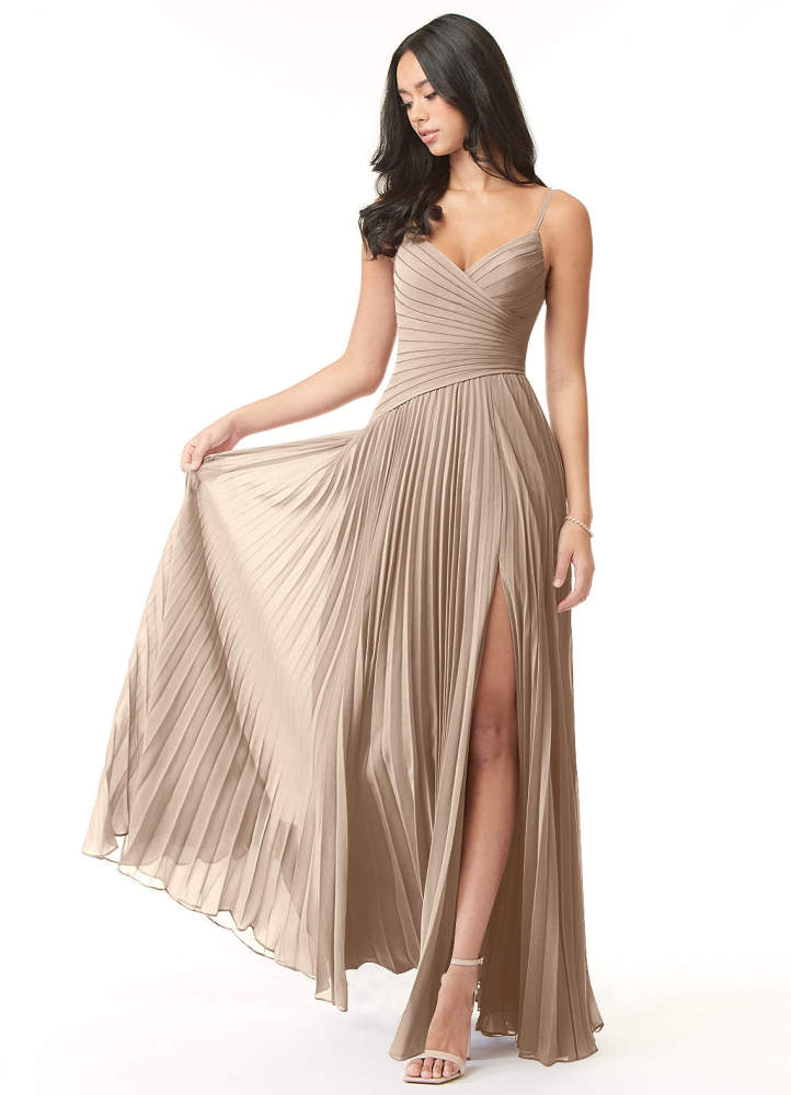 elyessen Vini Sky Blue A-Line V-Neck Pleated Chiffon Dress 7