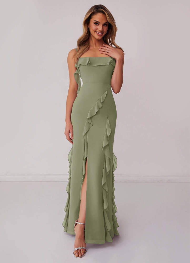 Sky Blue Sheath Bow Chiffon Dress Sky Blue 1