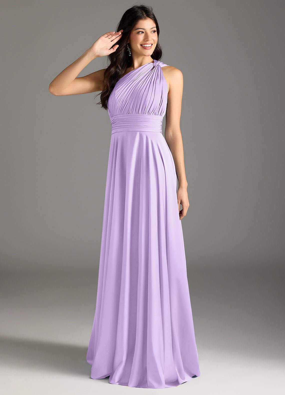 elyessen Charlize Dusty Sage A-Line One Shoulder Stretch Satin Dress 4