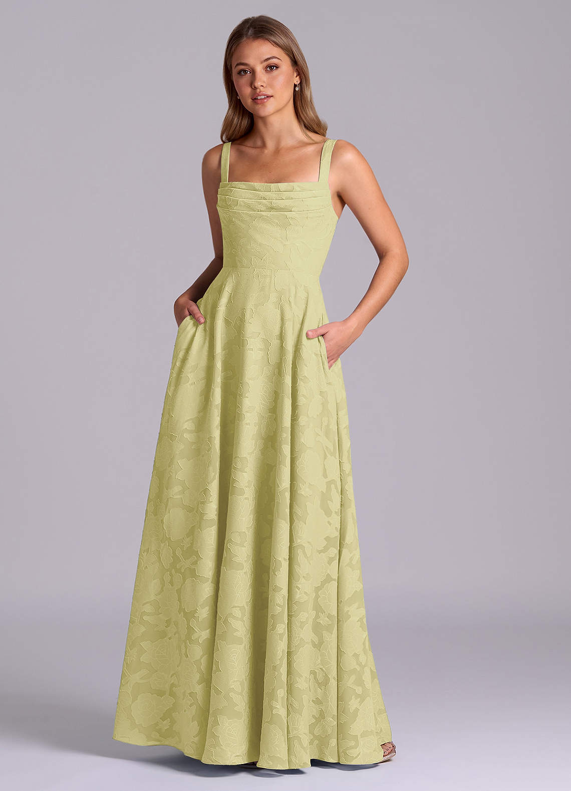 elyessen Shaude Sky Blue A-Line Pleated Floral Burnout Dress 3