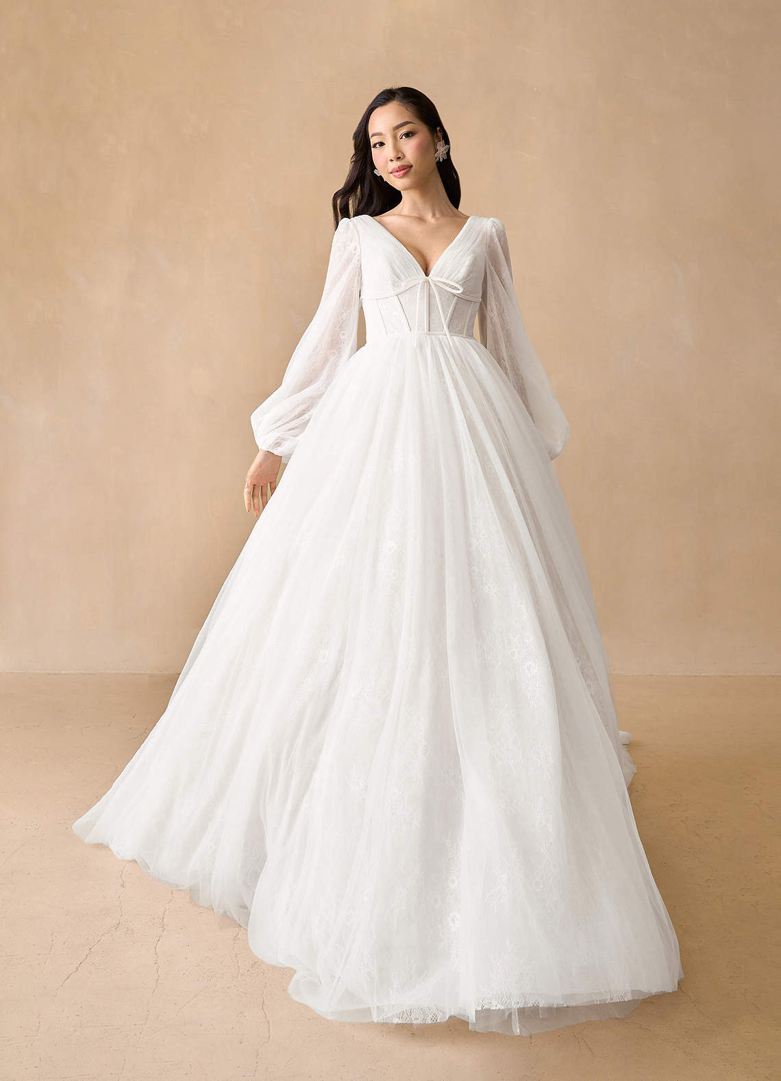 elyessen Cressida Diamond White Champagne Ball-Gown Lace Tulle Dress