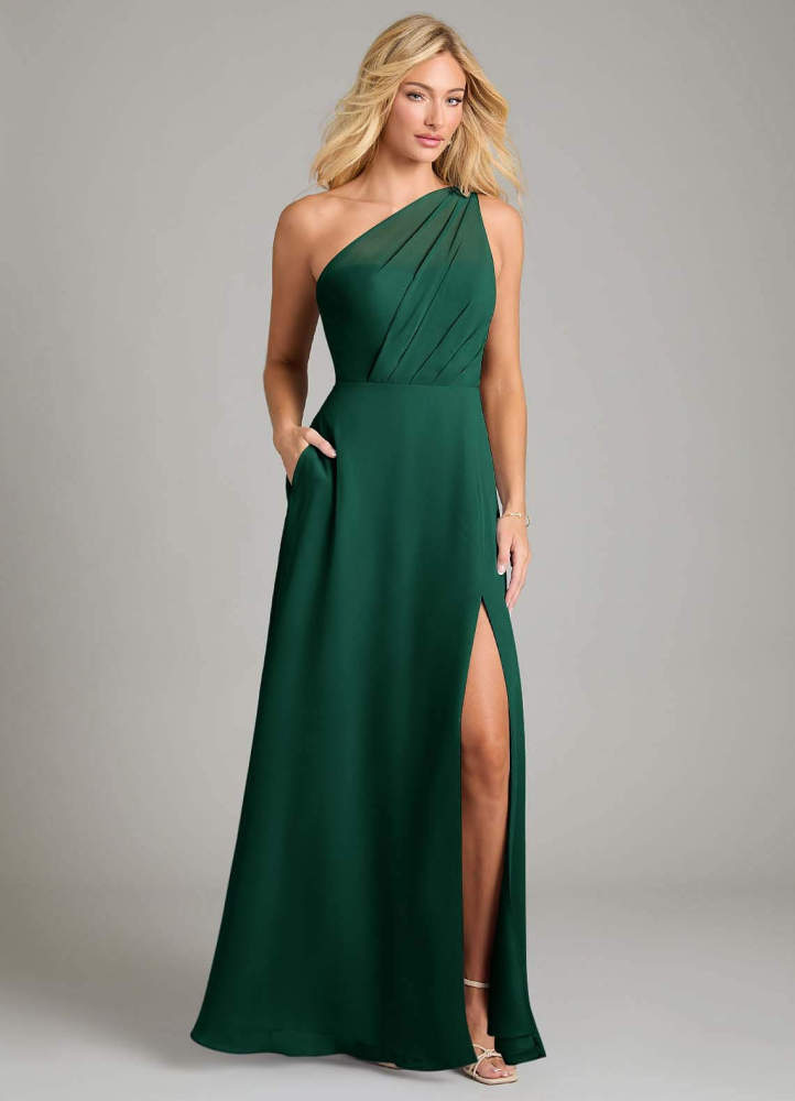 elyessen Phaedra Black A-Line One Shoulder Chiffon Dress 2