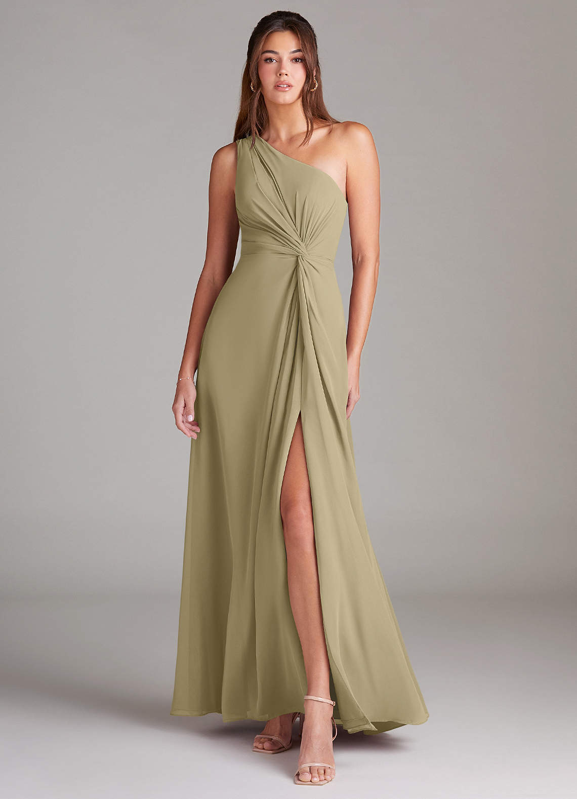 elyessen Brooke Sky Blue A-Line One Shoulder Chiffon Dress 1