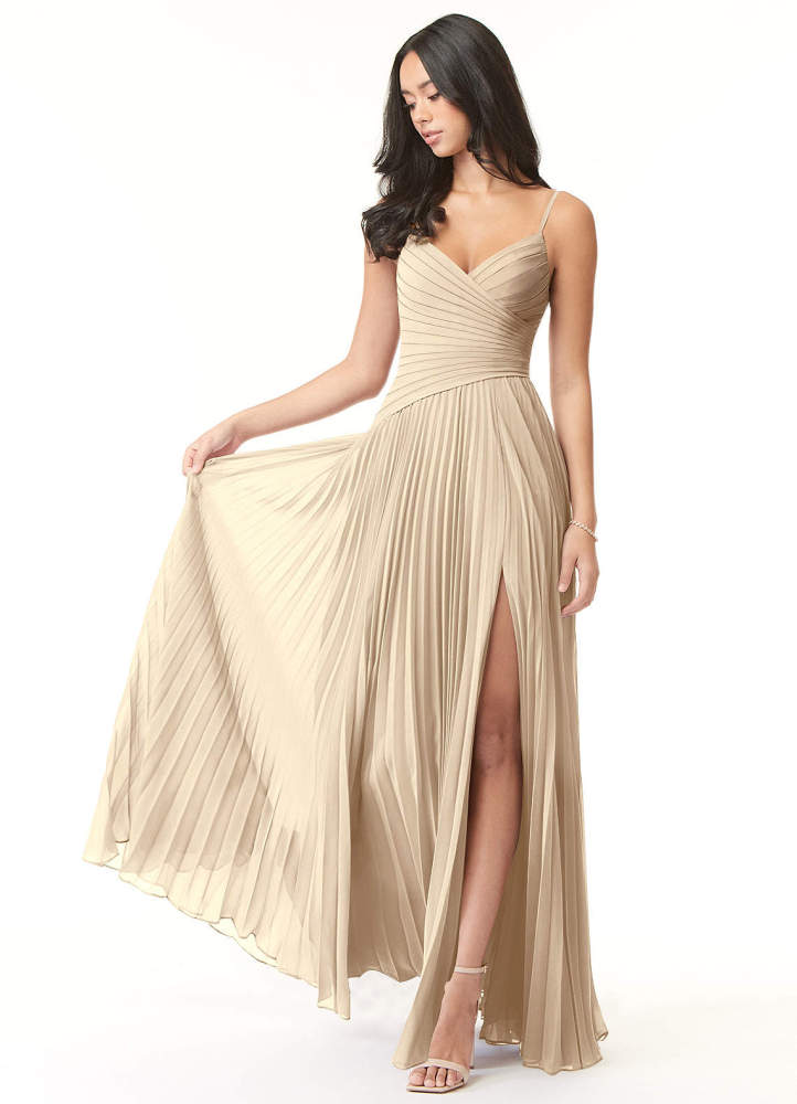 elyessen Vini Sky Blue A-Line V-Neck Pleated Chiffon Dress 7