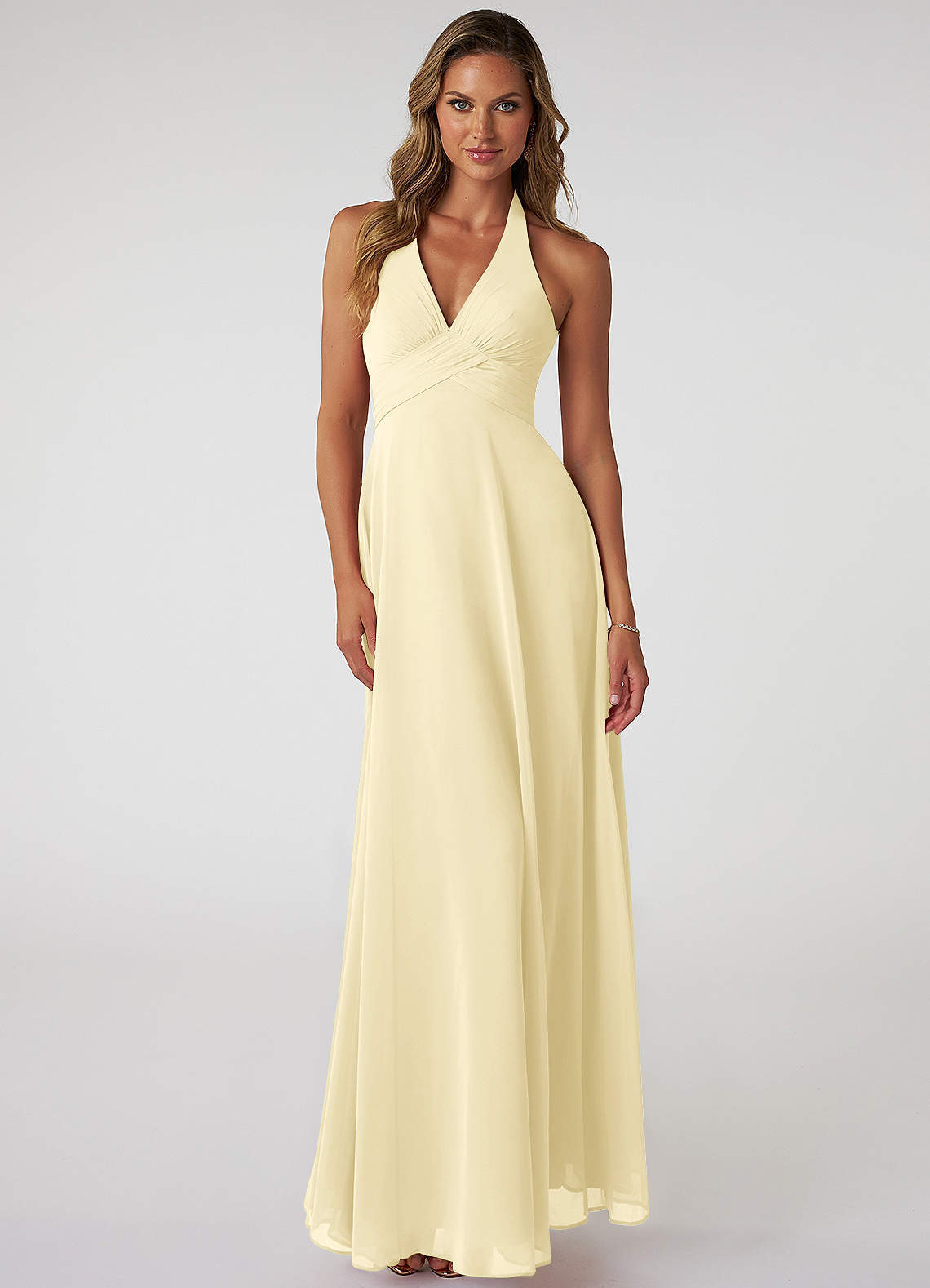 elyessen Tessie Sky Blue A-Line V-Neck Pleated Chiffon Dress 7
