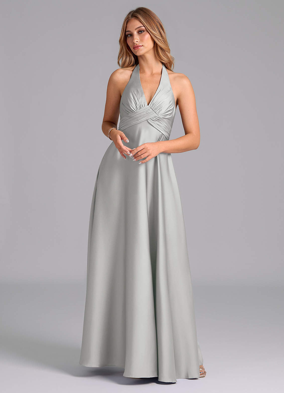 elyessen Tessie Terracotta A-Line Pleated Stretch Satin Dress 7