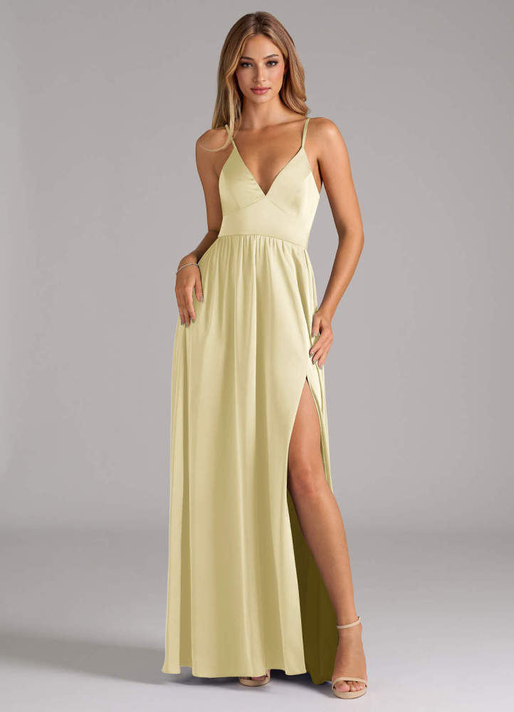 elyessen Aaida Dusty Sage A-Line Corset Stretch Satin Dress 7