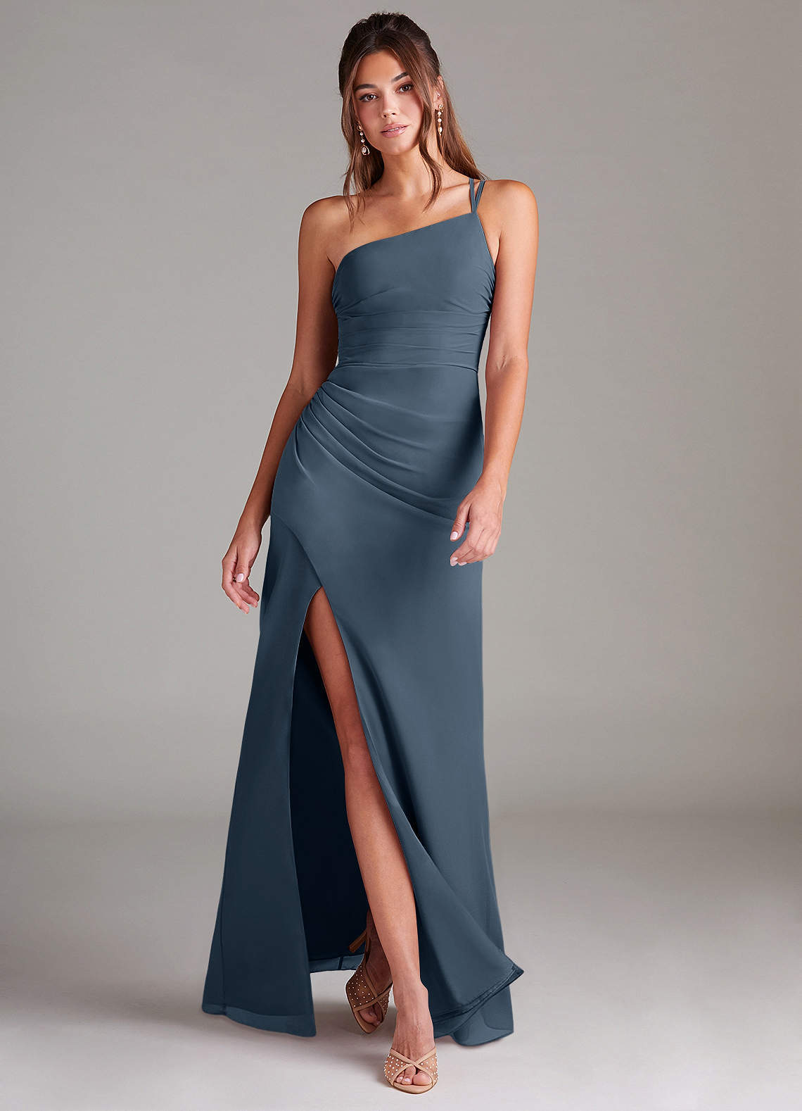 elyessen Eren Sky Blue Sheath One Shoulder Chiffon Dress 3