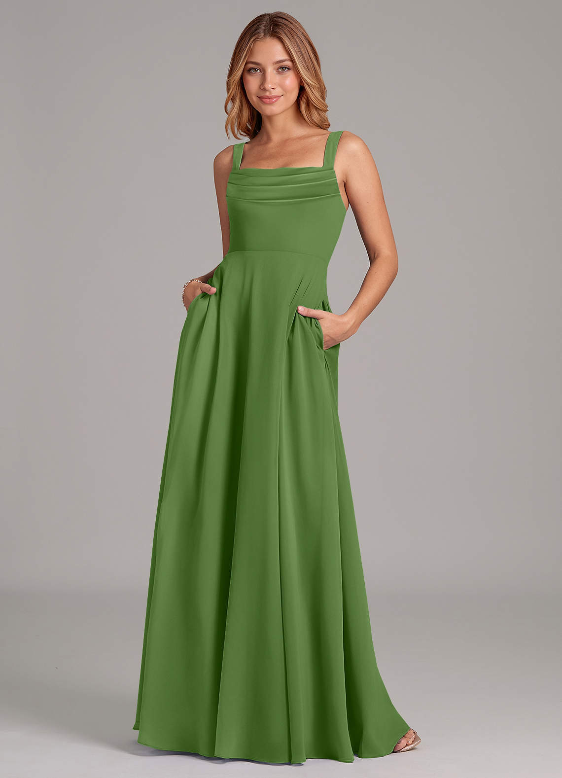 elyessen Shaude Sky Blue A-Line Pleated Chiffon Dress 1