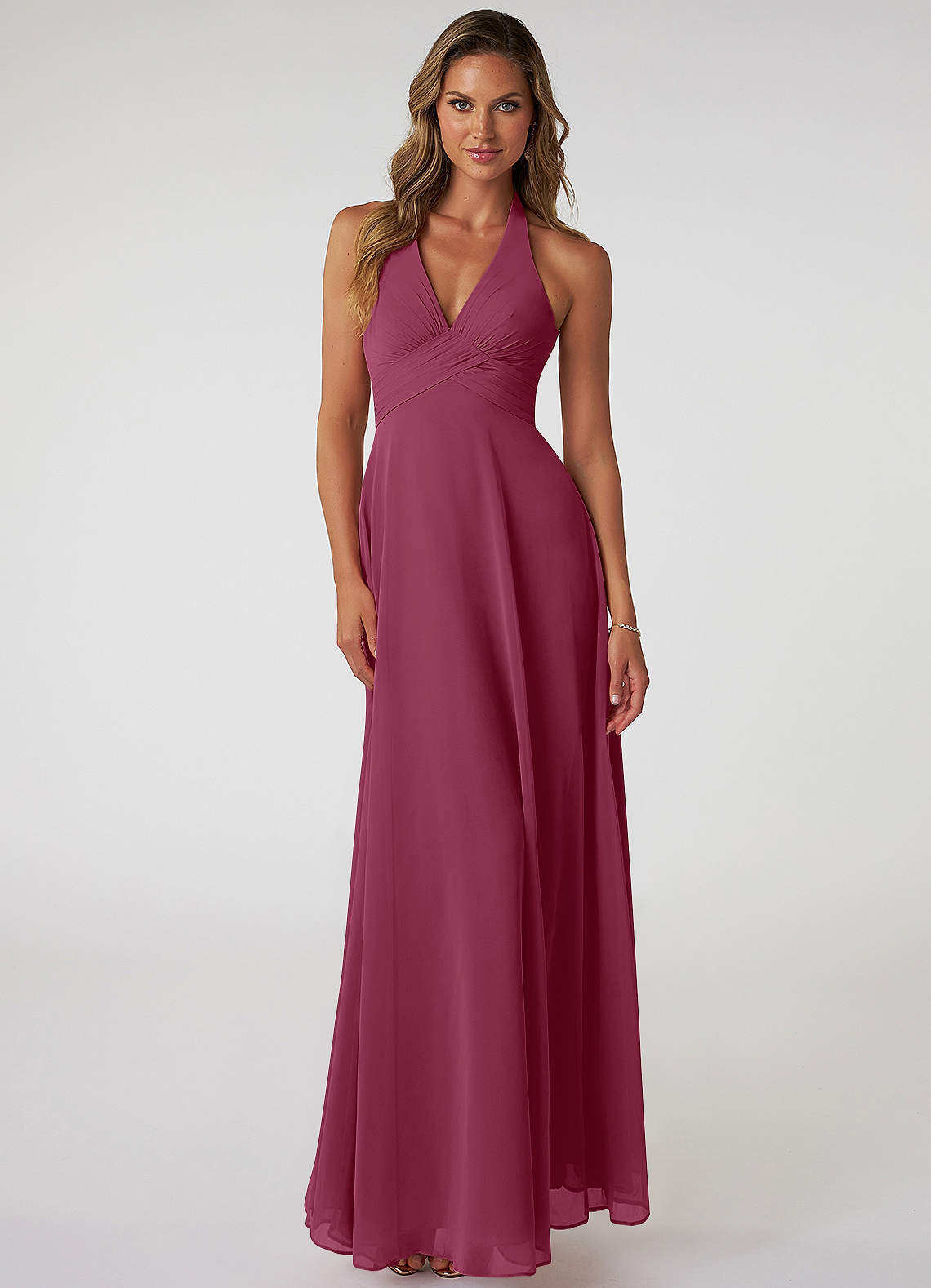elyessen Tessie Sky Blue A-Line V-Neck Pleated Chiffon Dress 6