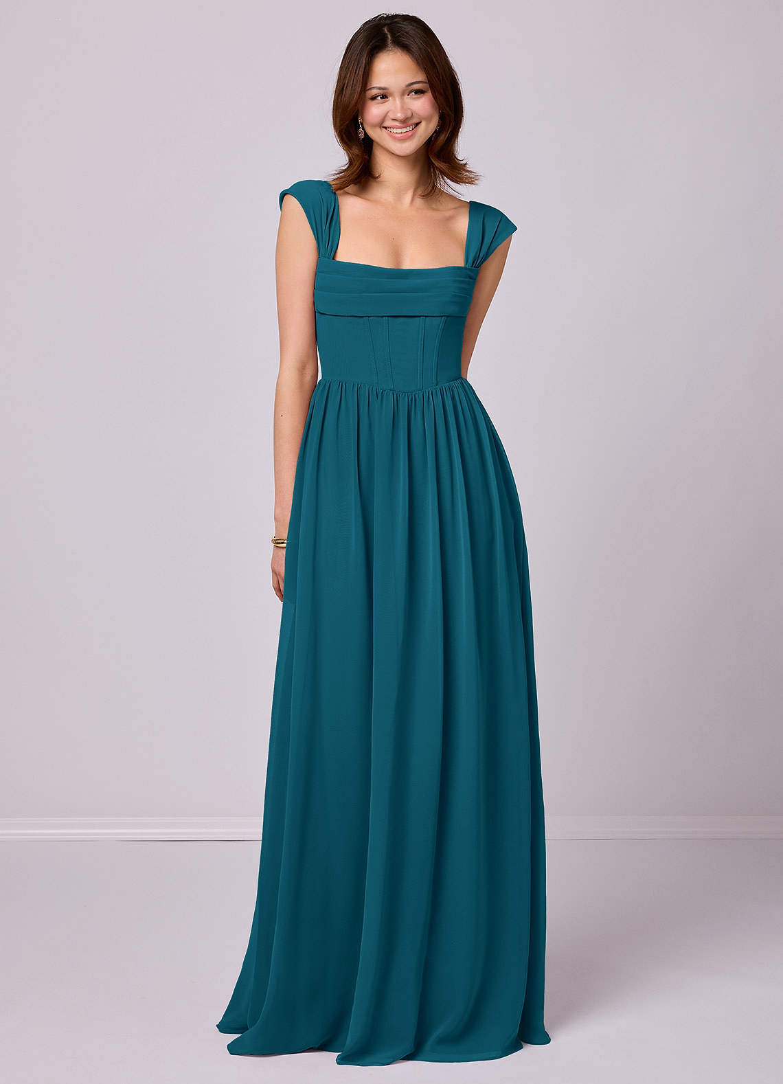 Sky Blue A-Line Corset Chiffon Dress Sky Blue 2