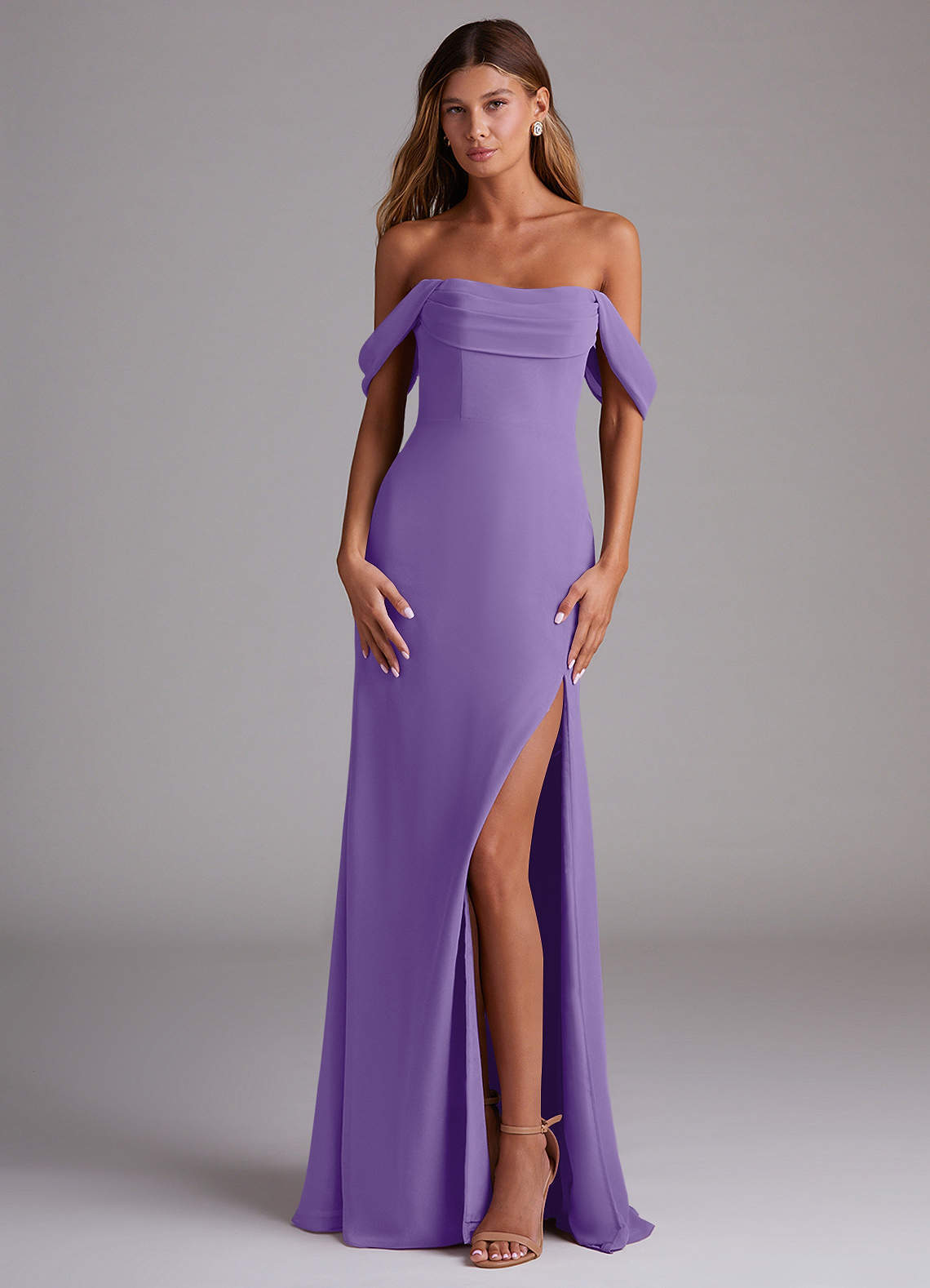 elyessen Saige Sky Blue A-Line Off the Shoulder Chiffon Convertible Dress 5