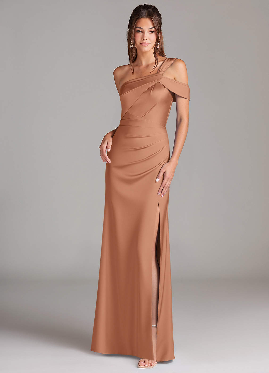 elyessen Wynter Black Sheath One Shoulder Stretch Satin Dress 6