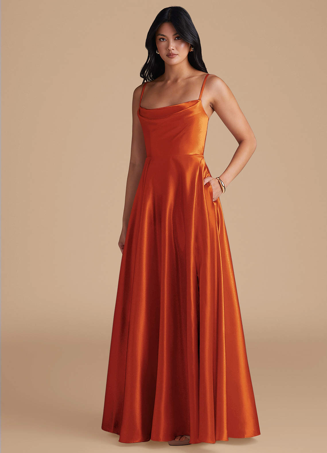 elyessen Elle Black A-Line with Pockets Metallic Satin Dress 4