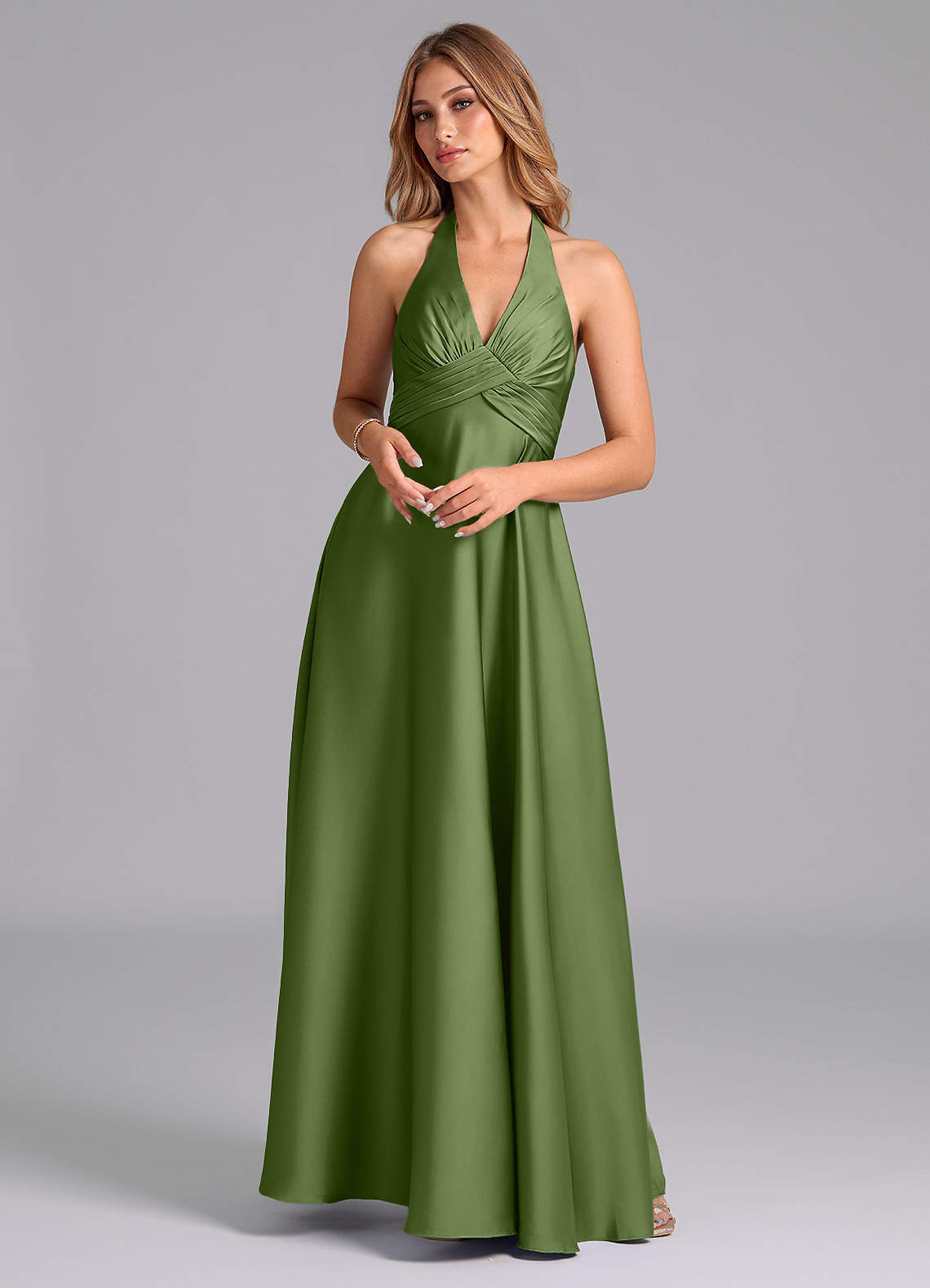 elyessen Tessie Terracotta A-Line Pleated Stretch Satin Dress 1