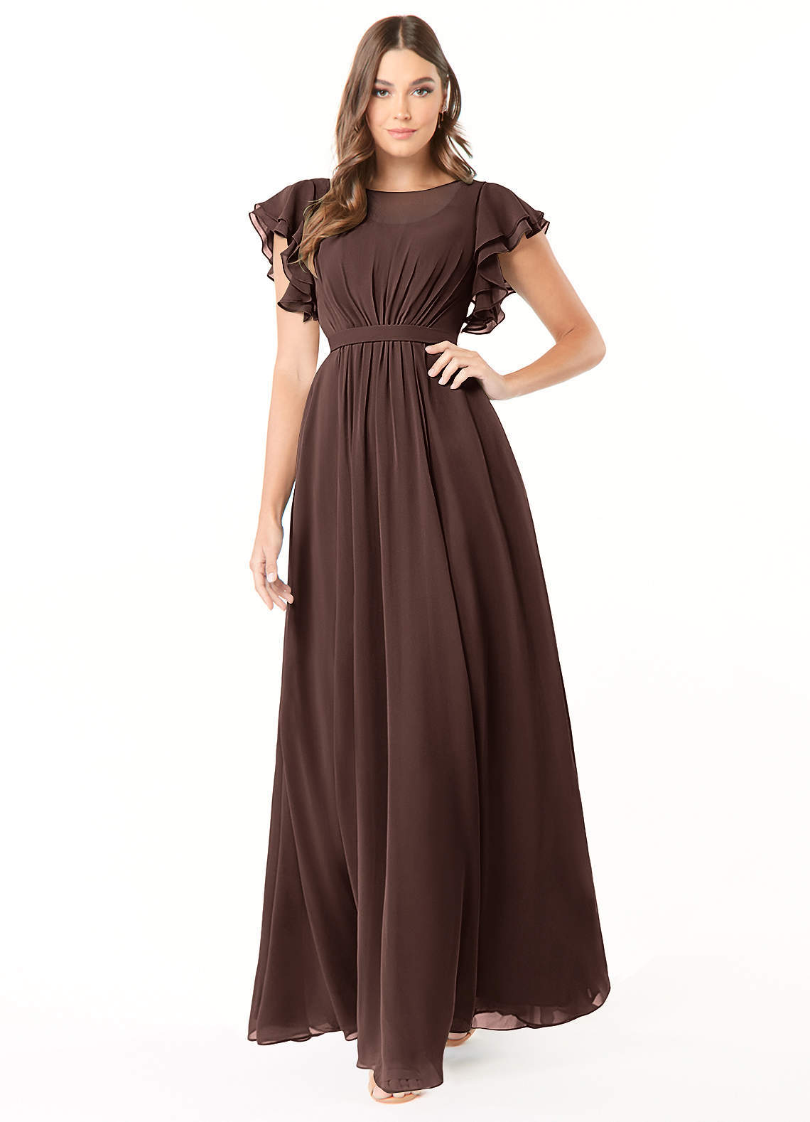 elyessen Daphne A-Line Ruffled Chiffon Floor-Length Dress Eucalyptus 7
