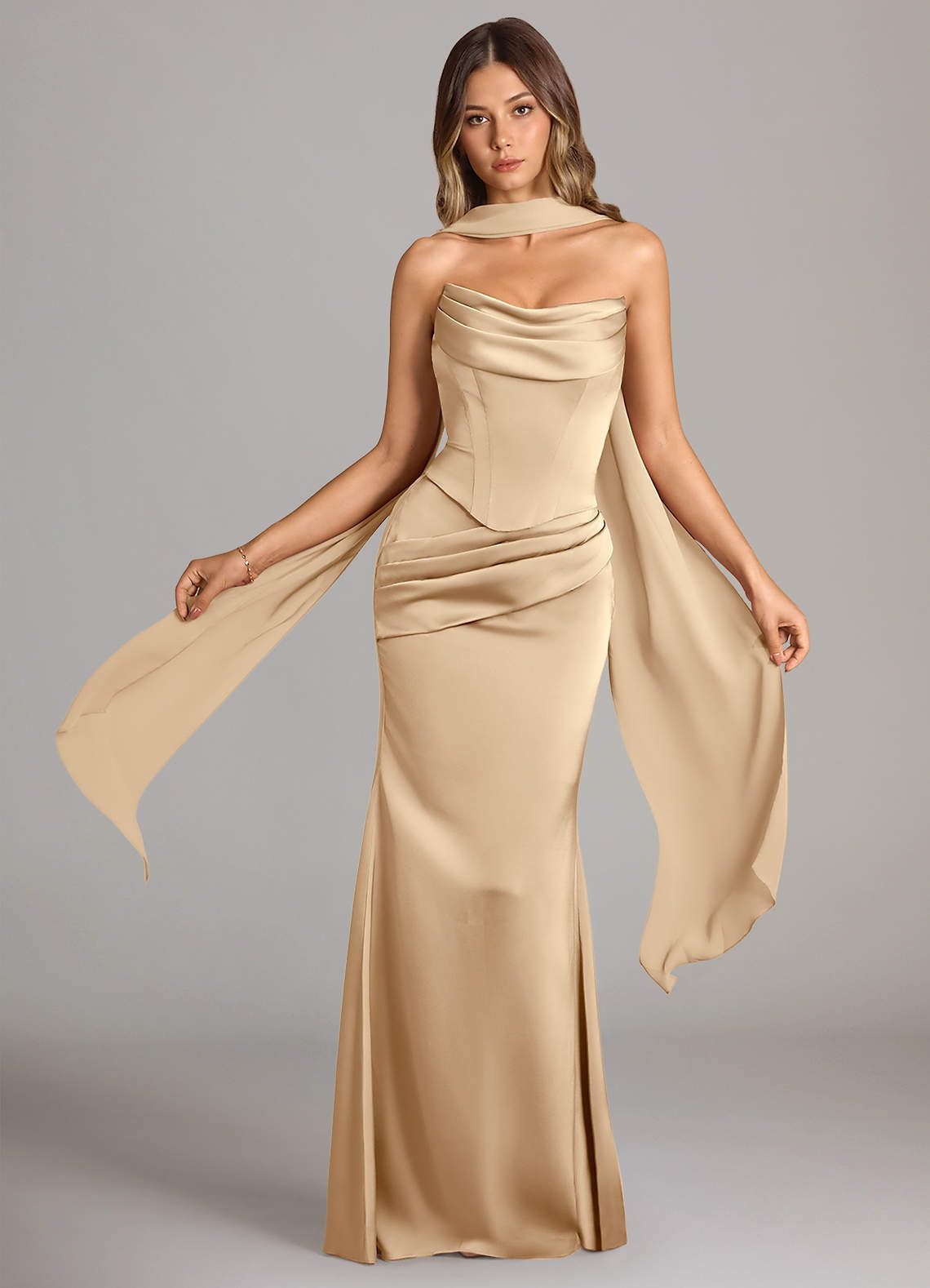 elyessen Sorrel Black Mermaid Strapless Stretch Satin Convertible Dress 7