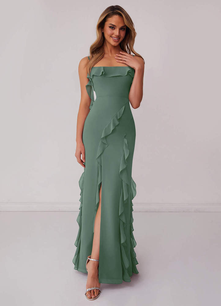 Sky Blue Sheath Bow Chiffon Dress Sky Blue 1