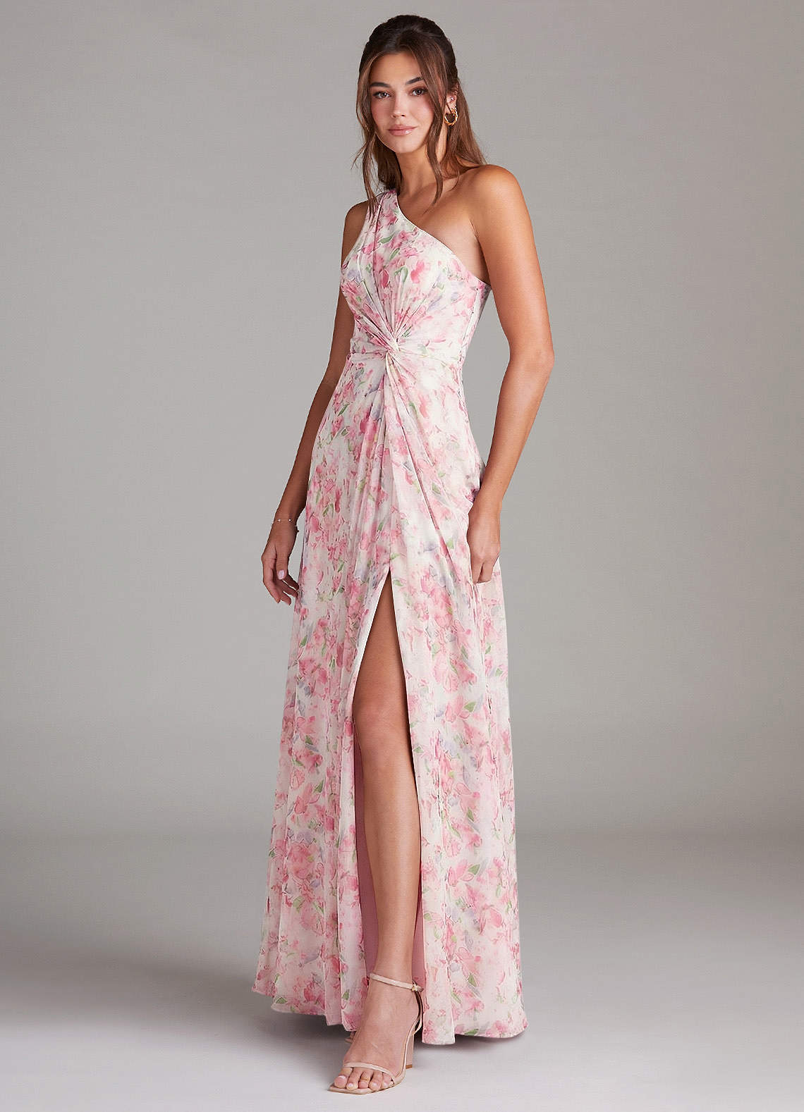 elyessen Brooke Sky Blue A-Line One Shoulder Chiffon Dress 8