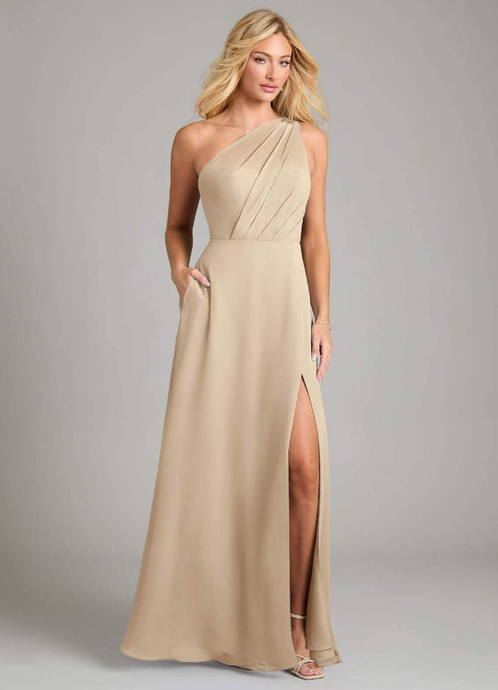 elyessen Phaedra Black A-Line One Shoulder Chiffon Dress 7