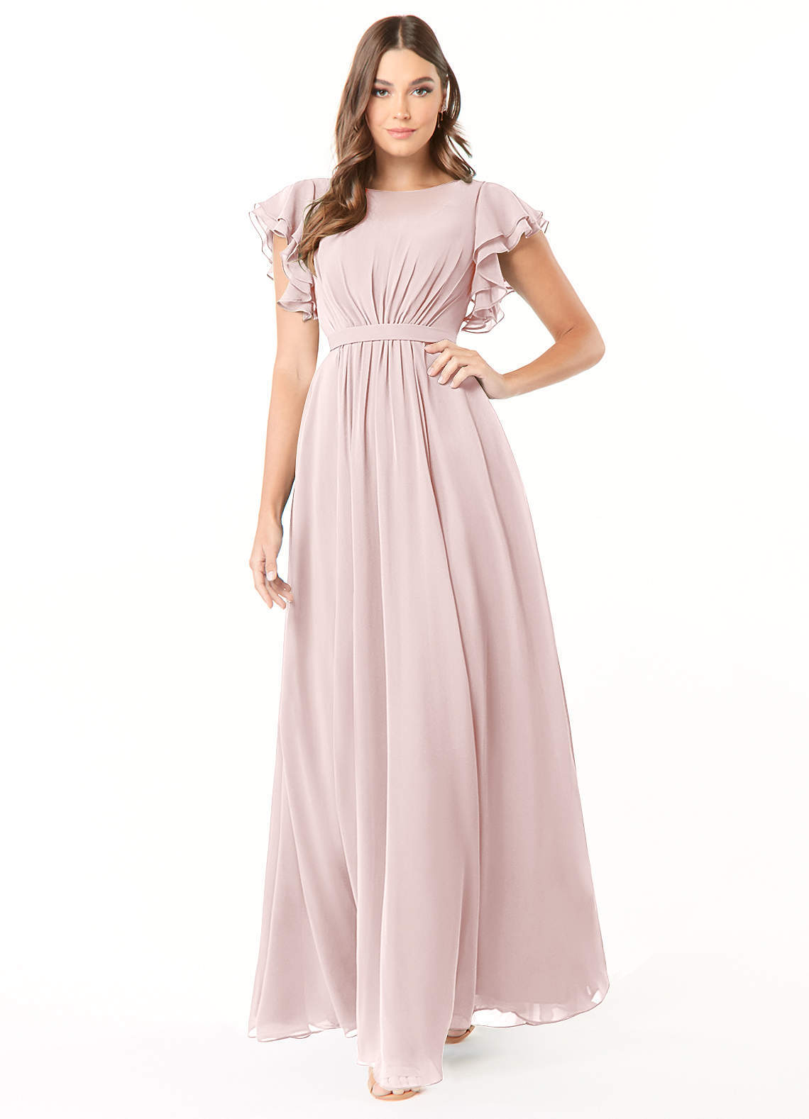 elyessen Daphne A-Line Ruffled Chiffon Floor-Length Dress Eucalyptus 3