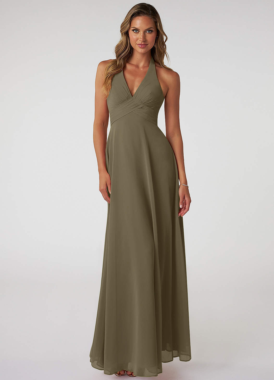 elyessen Tessie Sky Blue A-Line V-Neck Pleated Chiffon Dress 2