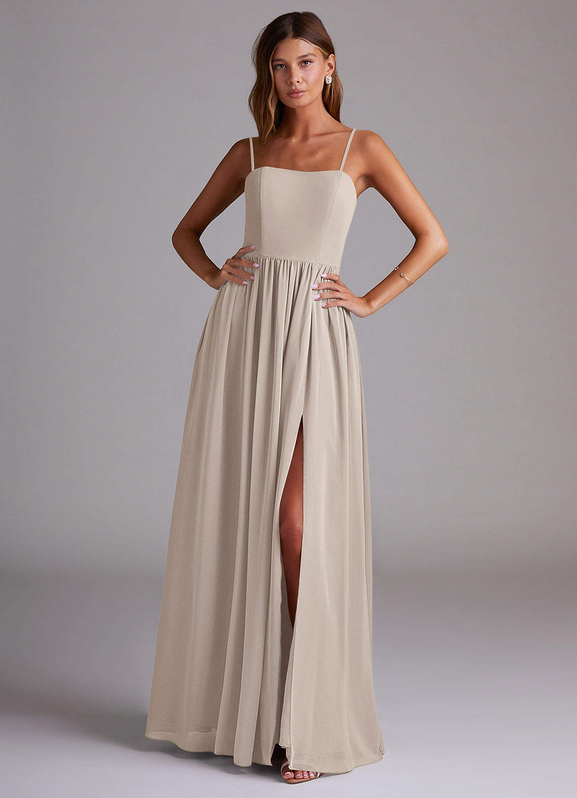 elyessen Calianna Dusty Blue A-Line Off the Shoulder Chiffon Convertible Dress 8