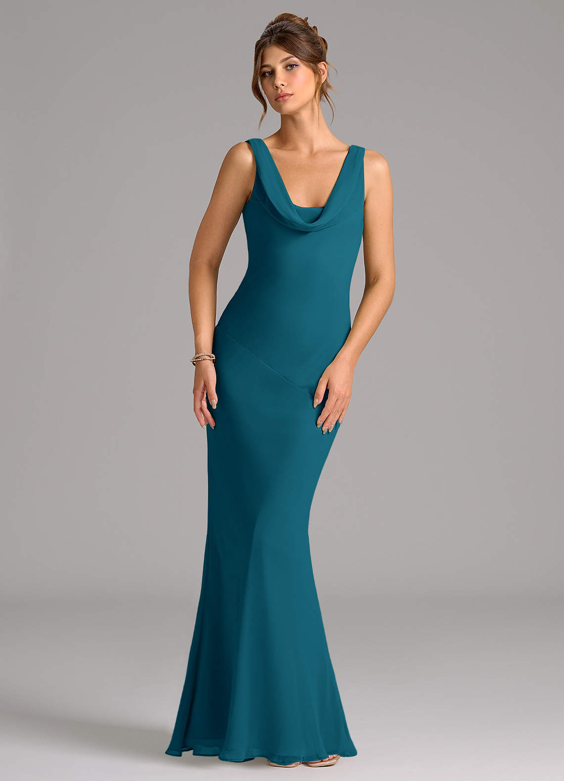 elyessen Rylina Sky Blue Mermaid Pleated Chiffon Dress 3