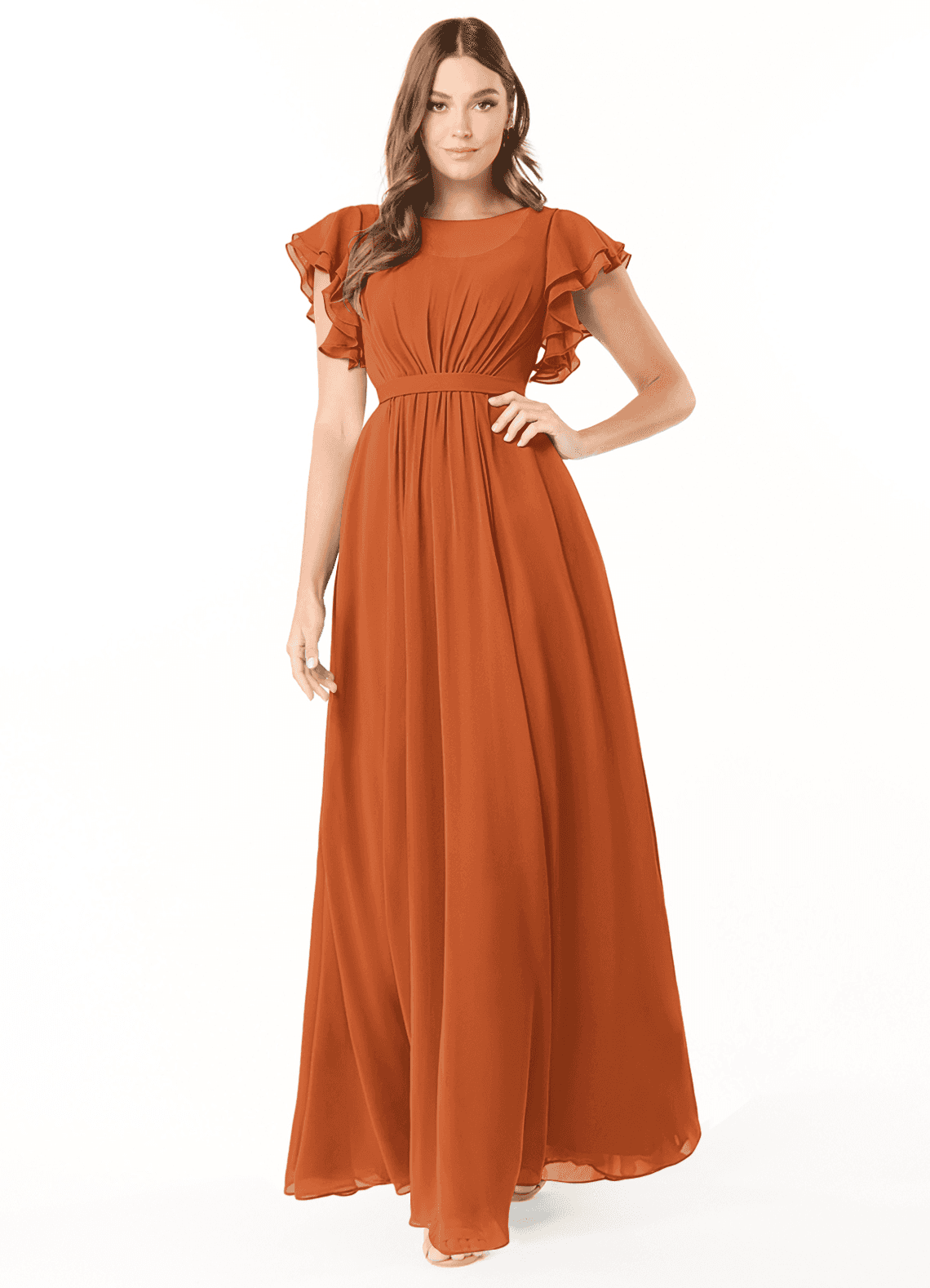 elyessen Daphne A-Line Ruffled Chiffon Floor-Length Dress Eucalyptus 6