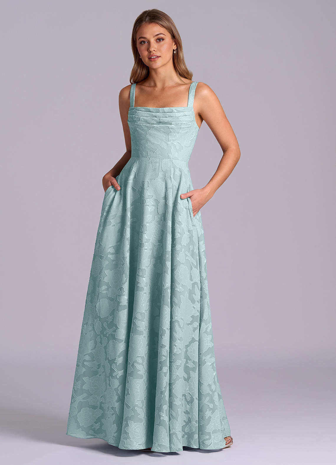 elyessen Shaude Sky Blue A-Line Pleated Floral Burnout Dress 2