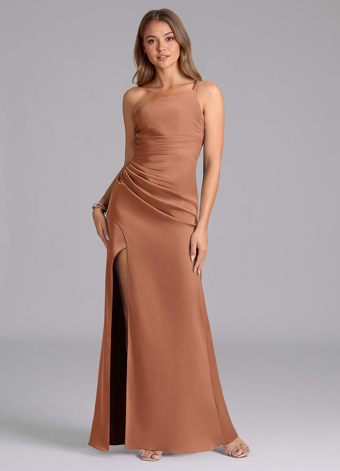 elyessen Eren Black Mermaid One Shoulder Stretch Satin Dress 7