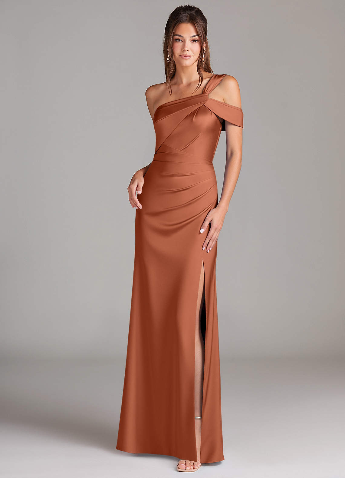 elyessen Wynter Black Sheath One Shoulder Stretch Satin Dress 7