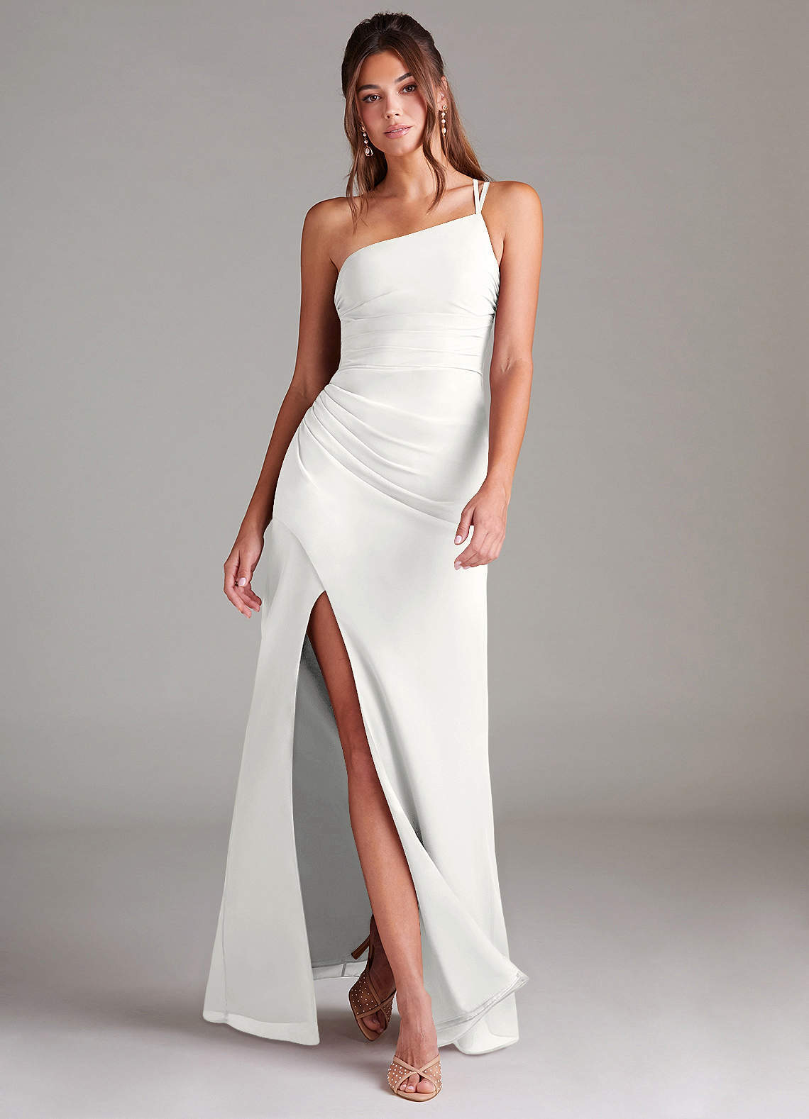 elyessen Eren Sky Blue Sheath One Shoulder Chiffon Dress 7