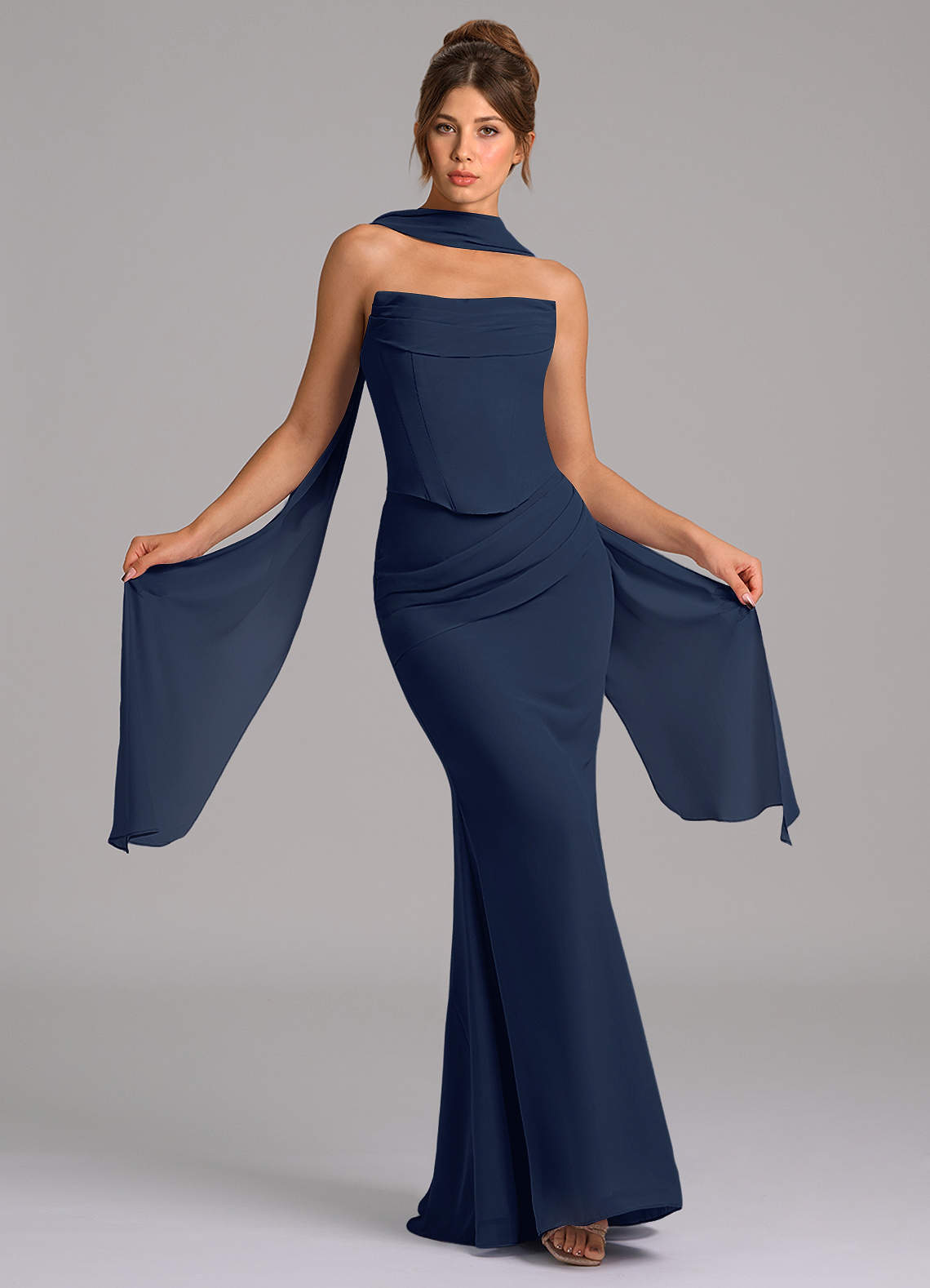 elyessen Sorrel Sky Blue Mermaid Corset Chiffon Dress 3